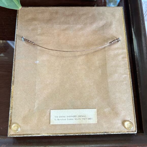 Vintage The Divine Shepherd by Bartolomé Esteban Murillo Framed Pencil Drawing - Picture 5 of 14